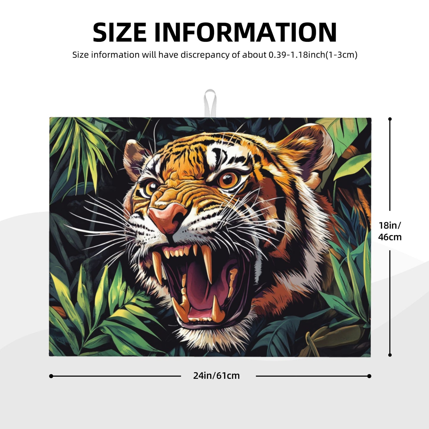 Roaring Tiger Pattern Kitchen Drying Mat