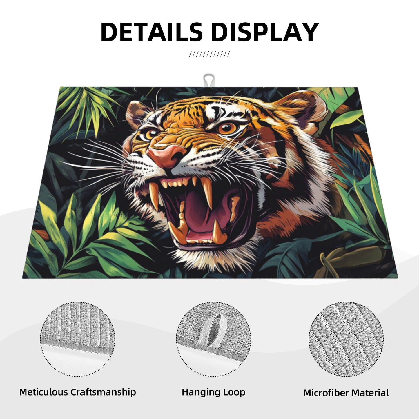 Roaring Tiger Pattern Kitchen Drying Mat