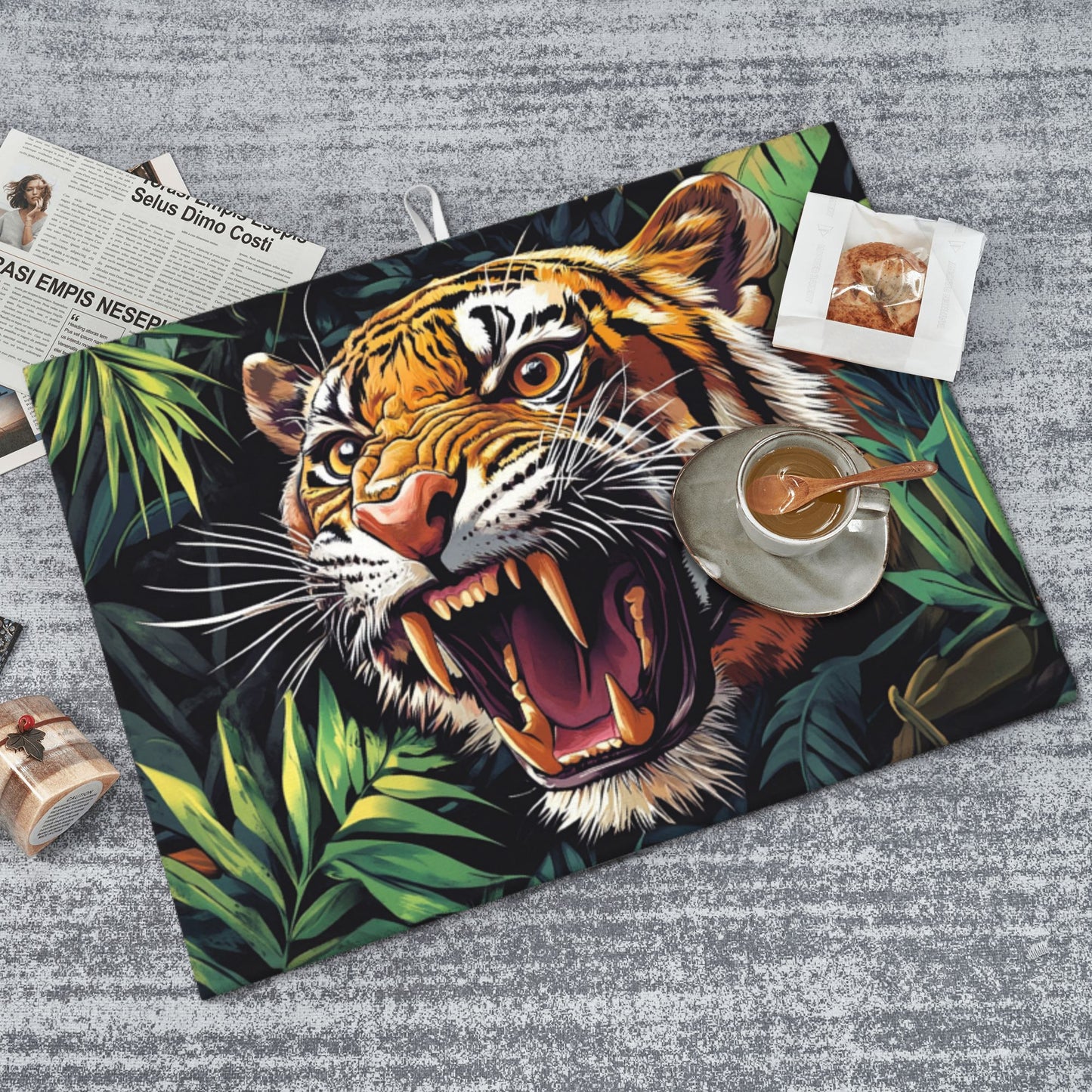 Roaring Tiger Pattern Kitchen Drying Mat