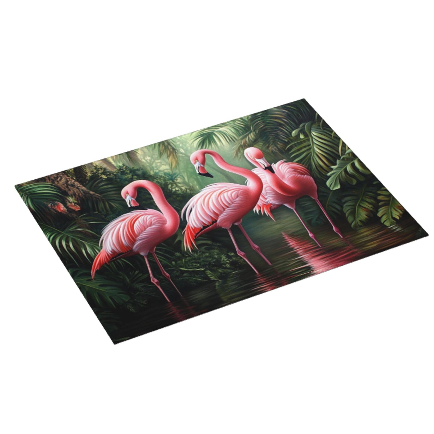 Tropical Flamingo Pattern Kitchen Drying Mat