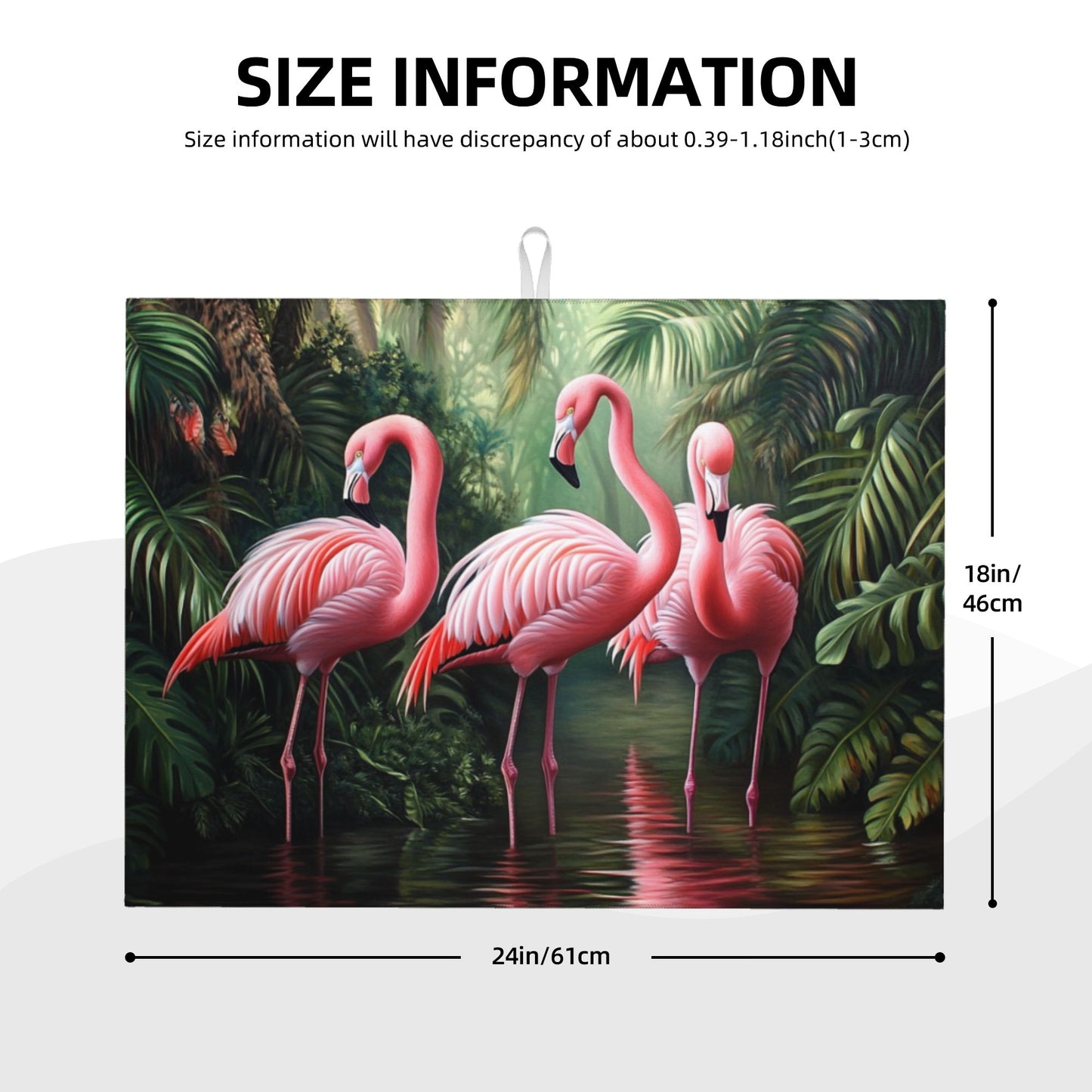 Tropical Flamingo Pattern Kitchen Drying Mat