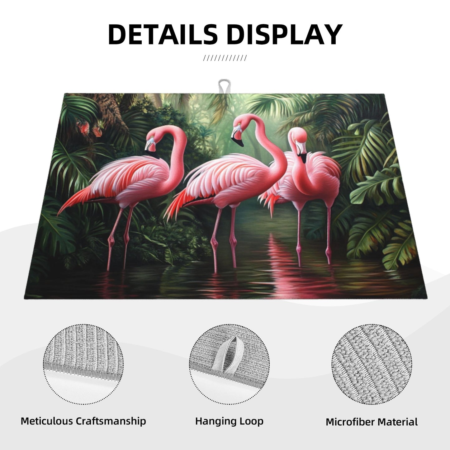 Tropical Flamingo Pattern Kitchen Drying Mat