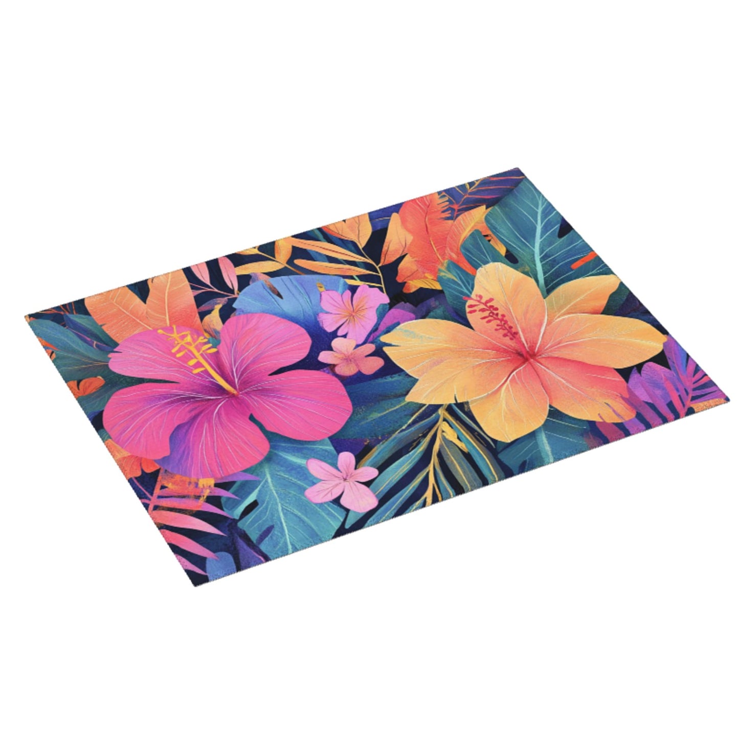 Tropical Floral Pattern Kitchen Drying Mat