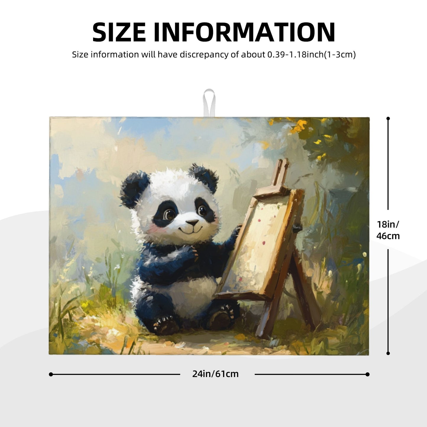 Cute Panda Illustration Kitchen Drying Mat