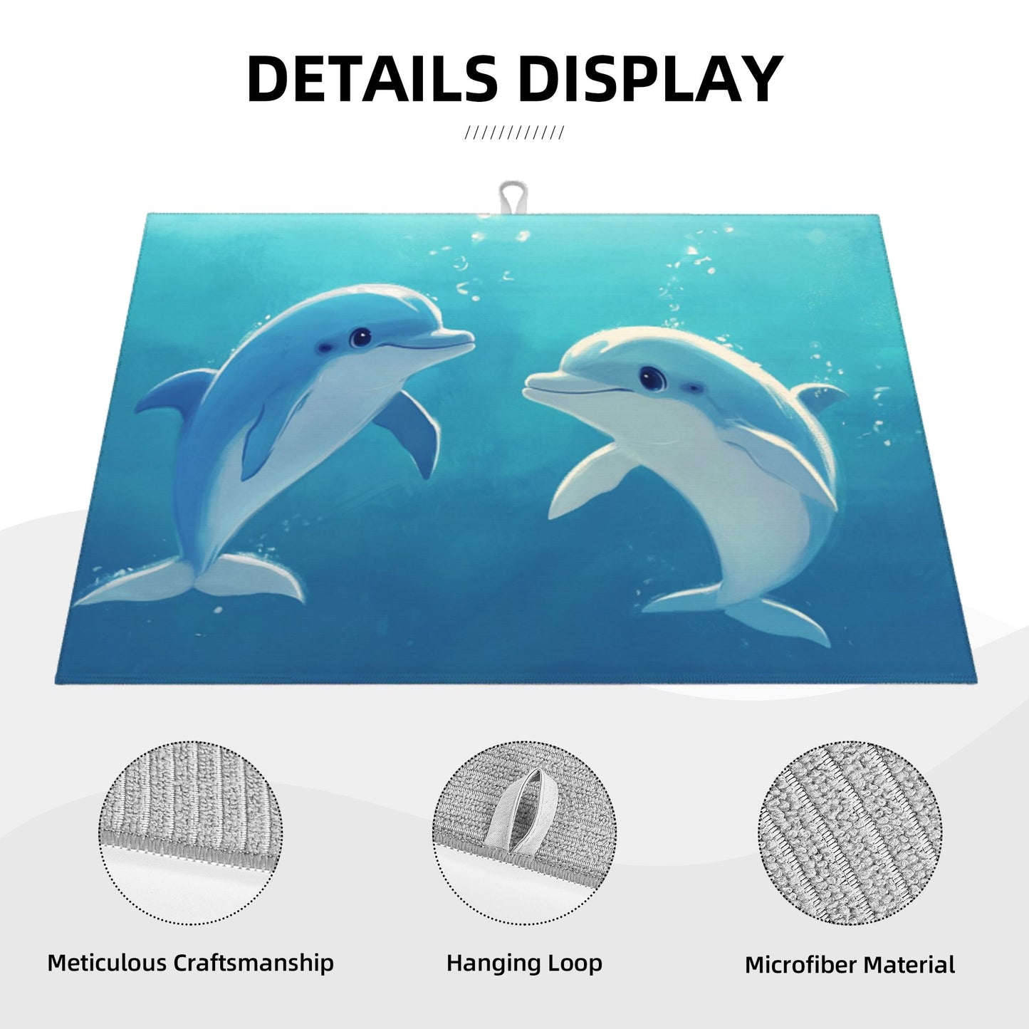 Ocean Dolphin Pattern Kitchen Drying Mat