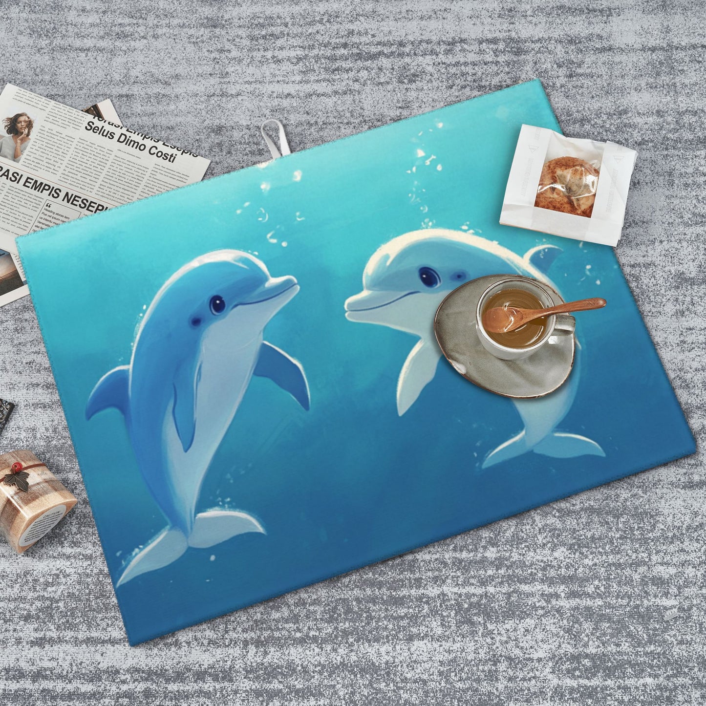 Ocean Dolphin Pattern Kitchen Drying Mat