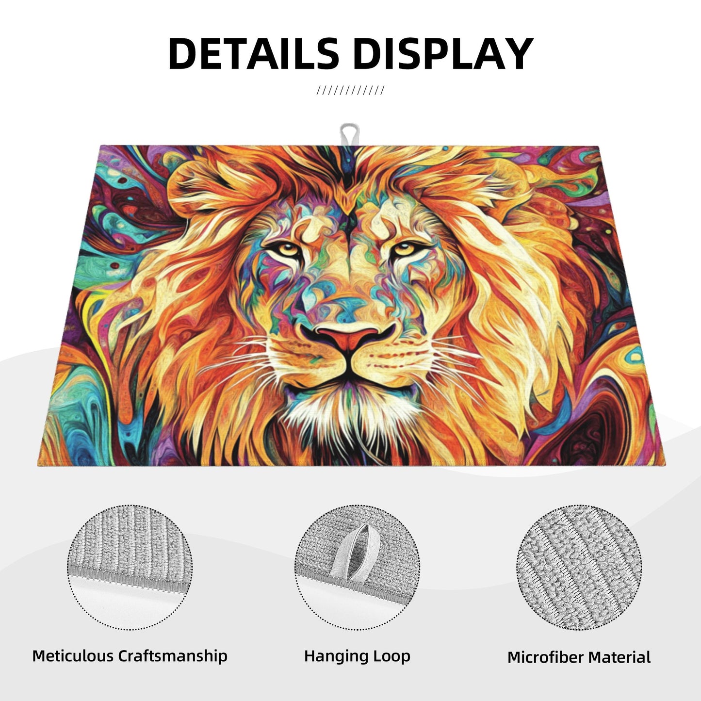 Colorful Lion Pattern Kitchen Drying Mat