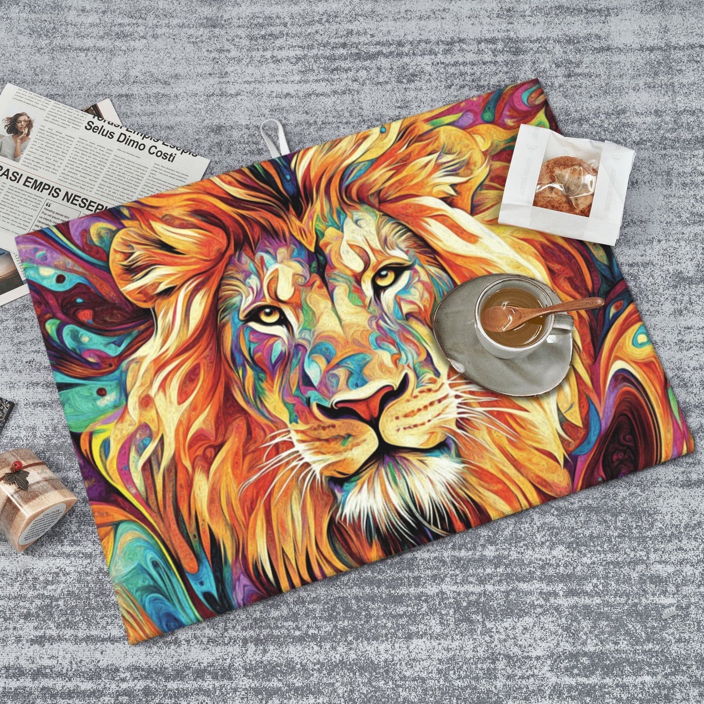 Colorful Lion Pattern Kitchen Drying Mat