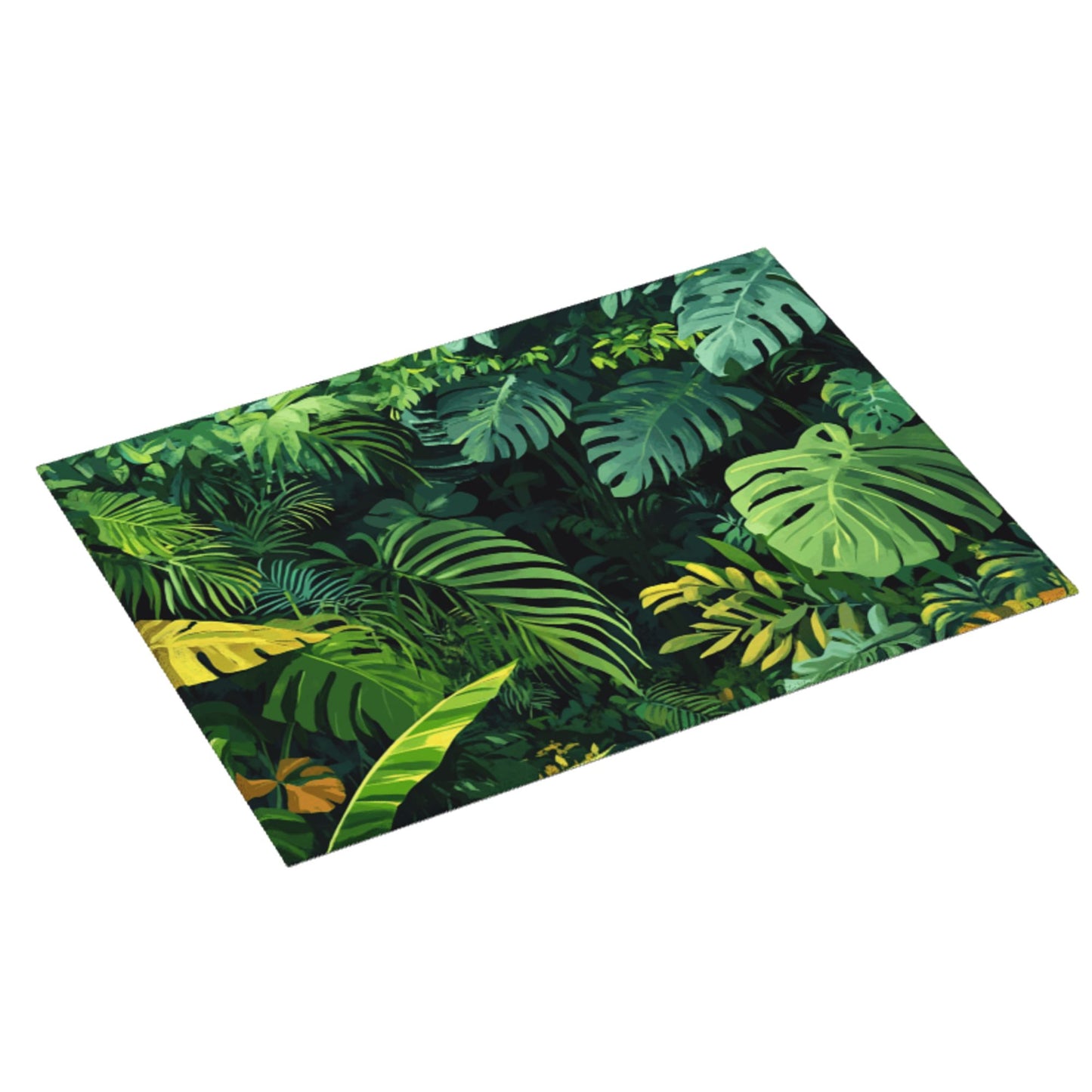 Large Tropical Green Plant Kitchen Drying Mat, Absorbent Non-Slip Counter Protector