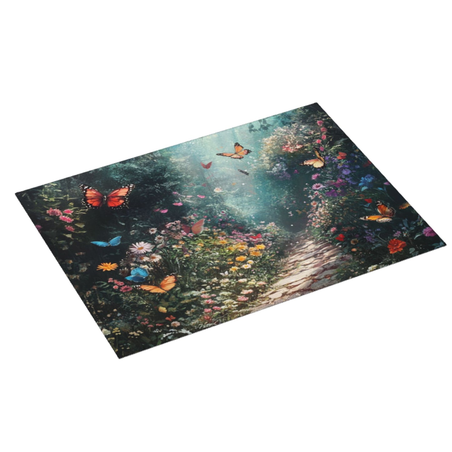 Enchanted Butterfly Garden Kitchen Drying Mat, Large Absorbent Non-Slip Counter Protector