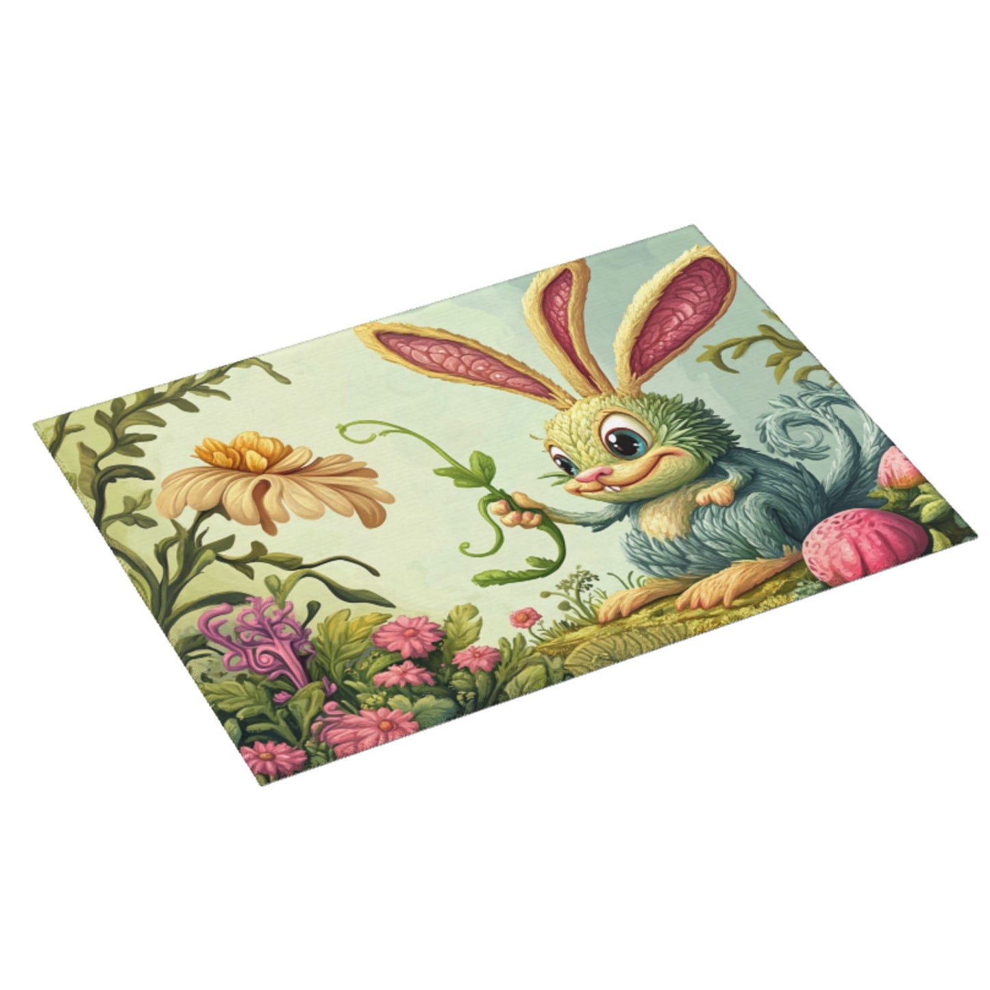 Cute Cartoon Bunny Kitchen Drying Mat, Large Absorbent Non-Slip Counter Protector