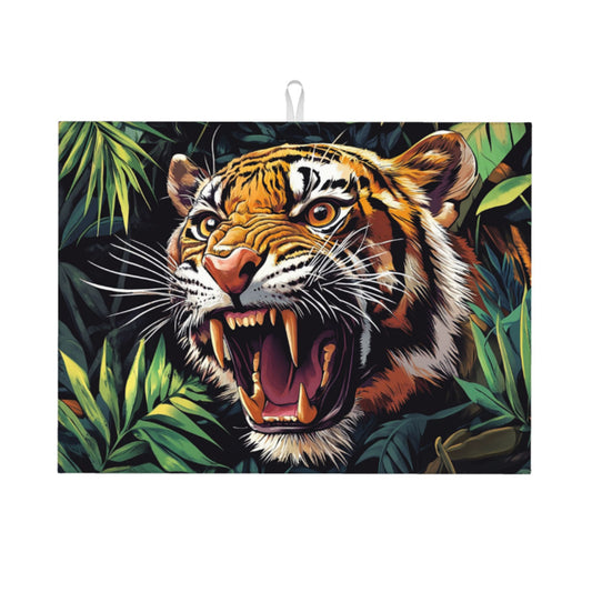 Roaring Tiger Pattern Kitchen Drying Mat