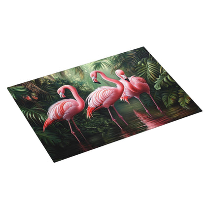 Tropical Flamingo Pattern Kitchen Drying Mat