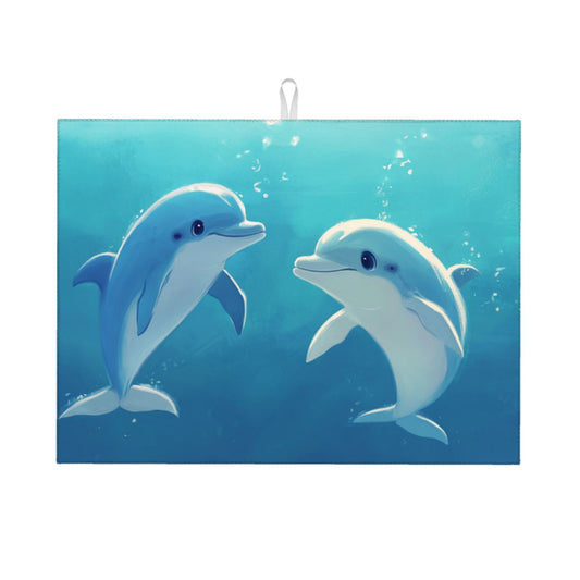 Ocean Dolphin Pattern Kitchen Drying Mat