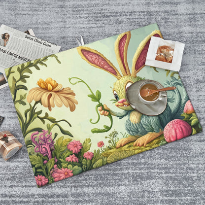 Cute Cartoon Bunny Kitchen Drying Mat, Large Absorbent Non-Slip Counter Protector