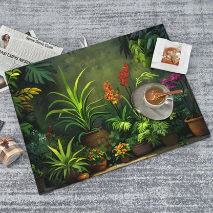 Tropical Potted Plant Kitchen Drying Mat, Large Absorbent Non-Slip Counter Protector