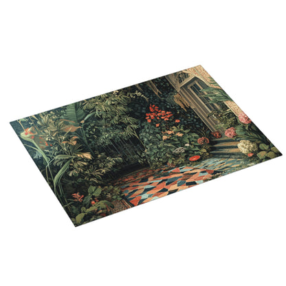 Vintage Courtyard Botanical Kitchen Drying Mat, Large Absorbent Non-Slip Counter Protector