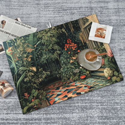 Vintage Courtyard Botanical Kitchen Drying Mat, Large Absorbent Non-Slip Counter Protector